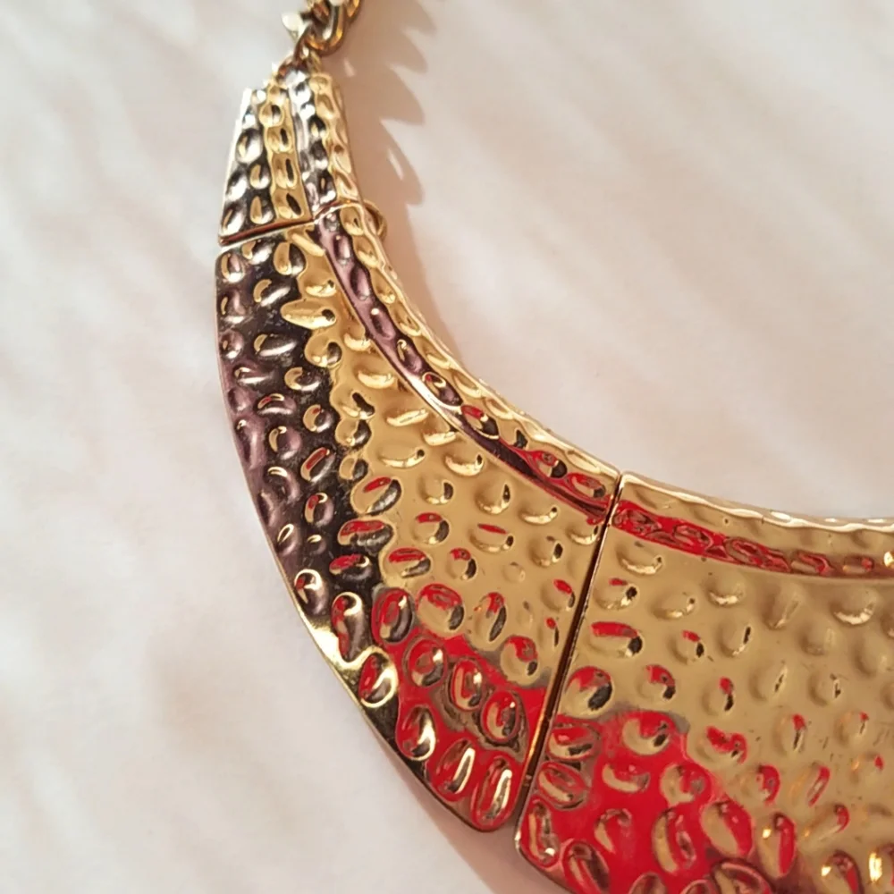 Egyptian Style Gold Tone Chain Link Necklace Costume Jewelry - Picture 9 of 10